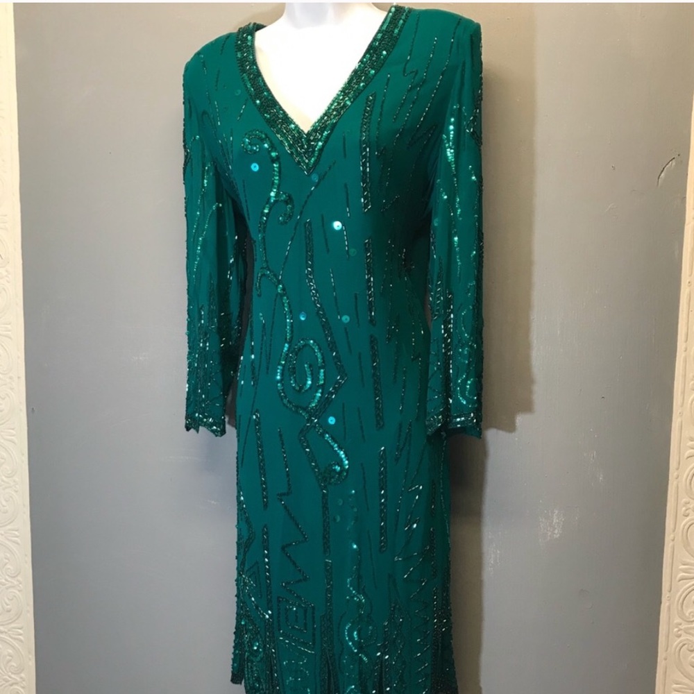 Vintage Emerald Flapper Dress 👗
